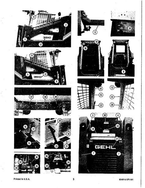 gehl sl3510 parts list